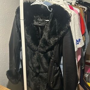 Fur black coat